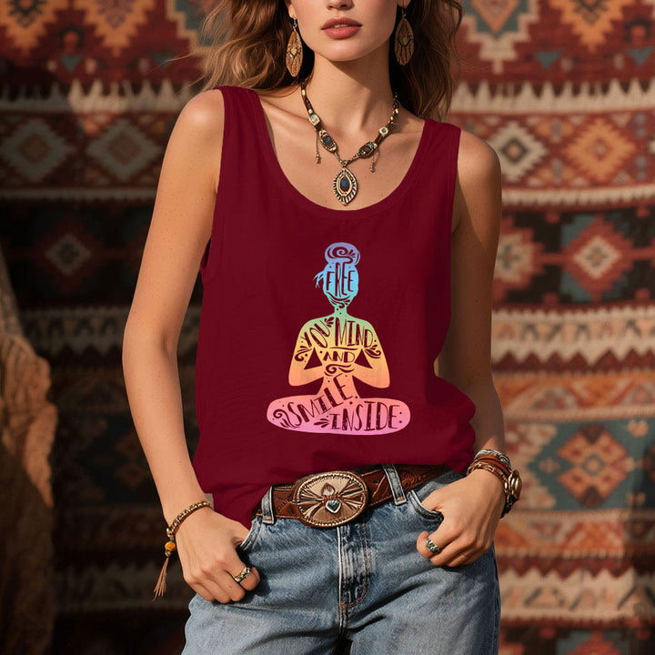 Olivenorma "FREE YOUR MIND AND SMILE INSIDE" Chakra Meditation Tank Top - image 1