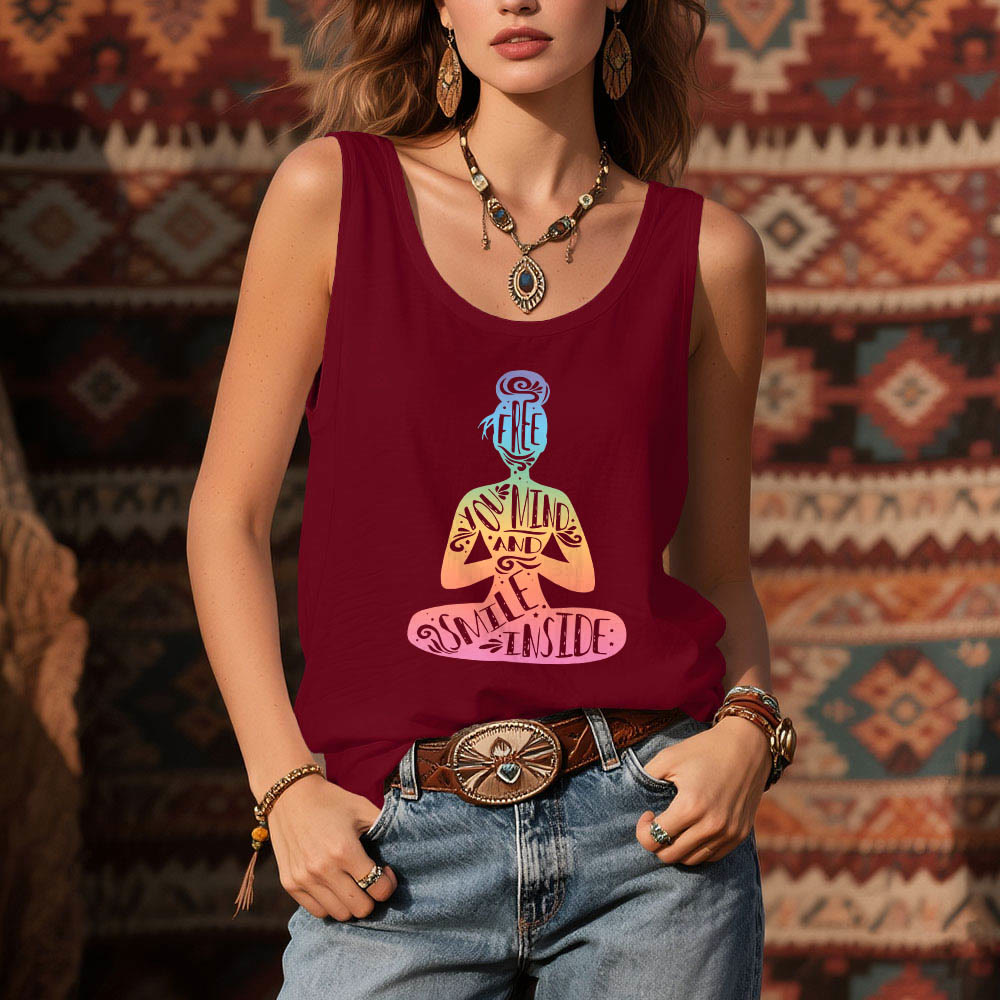 Olivenorma "FREE YOUR MIND AND SMILE INSIDE" Chakra Meditation Tank Top - image 1