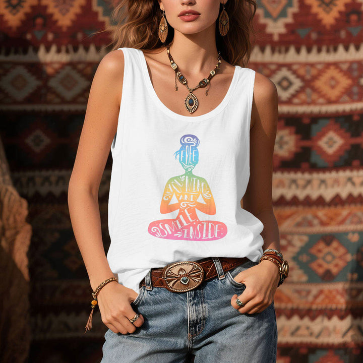 Olivenorma "FREE YOUR MIND AND SMILE INSIDE" Chakra Meditation Tank Top - image 6
