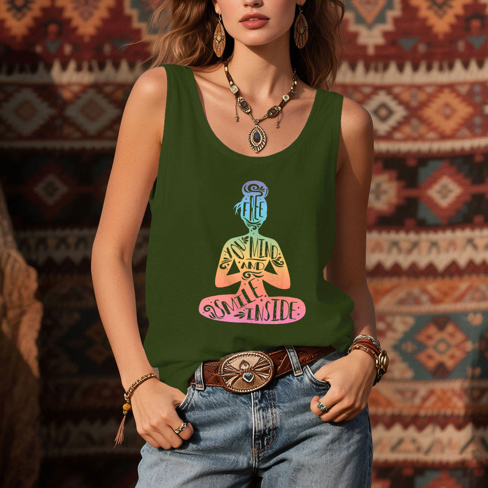 Olivenorma "FREE YOUR MIND AND SMILE INSIDE" Chakra Meditation Tank Top - image 12