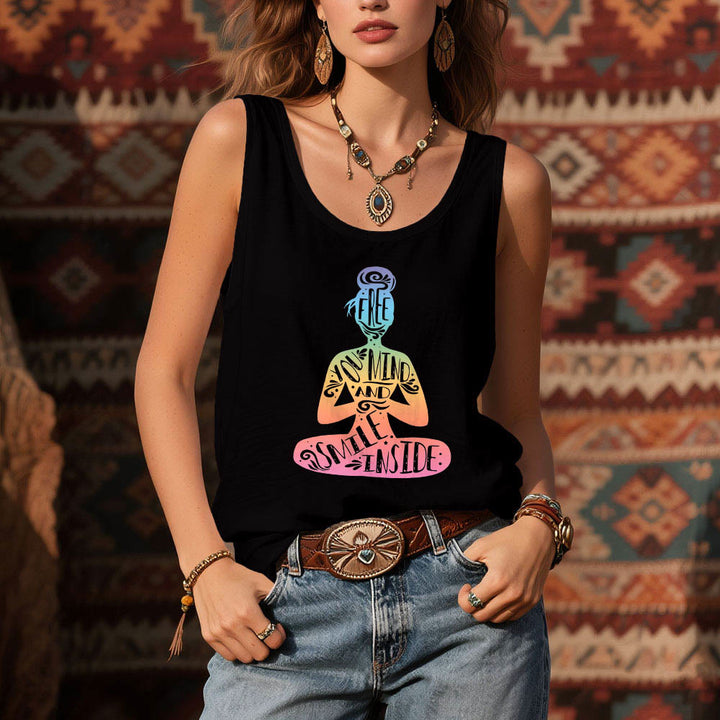 Olivenorma "FREE YOUR MIND AND SMILE INSIDE" Chakra Meditation Tank Top - image 8