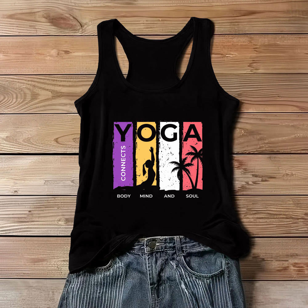Olivenorma "YOGA CONNECTS BODY MIND AND SOUL" Women's Graphic Tank Top - Black - 3XL - image 0