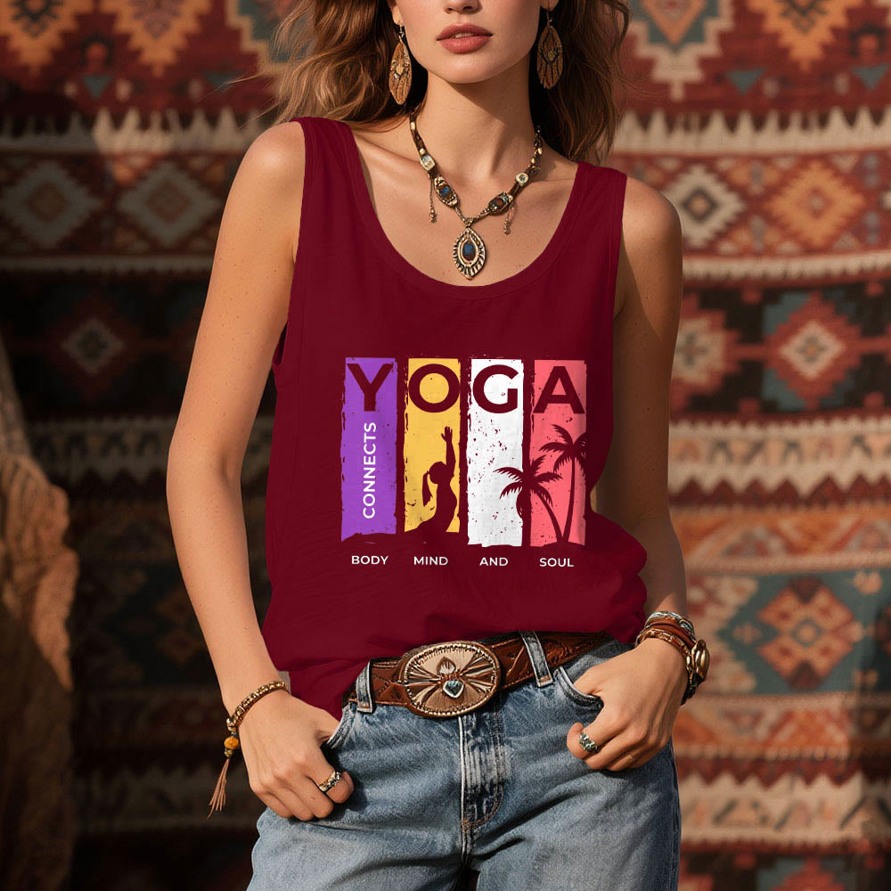 Olivenorma "YOGA CONNECTS BODY MIND AND SOUL" Women's Graphic Tank Top - image 5