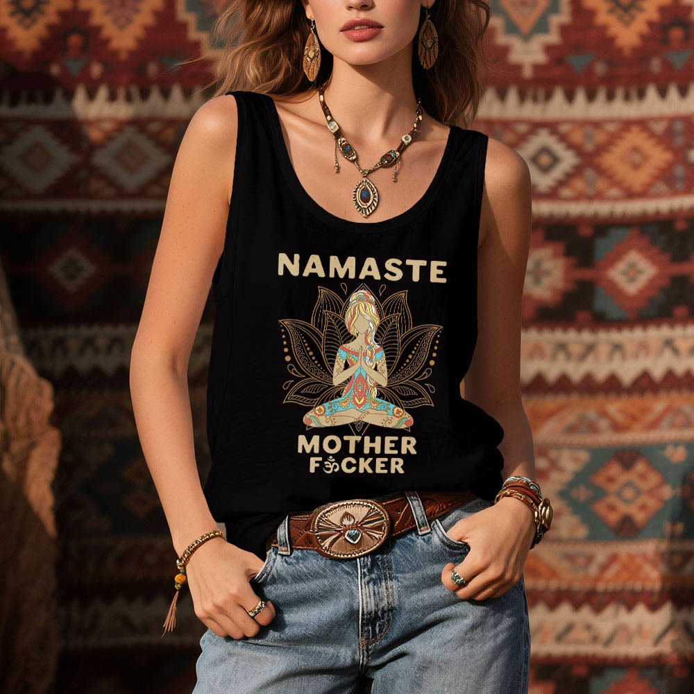 Olivenorma "NAMASTE MOTHER F*CKER" Lotus Meditation Tank Top Spiritual Shirt - image 1