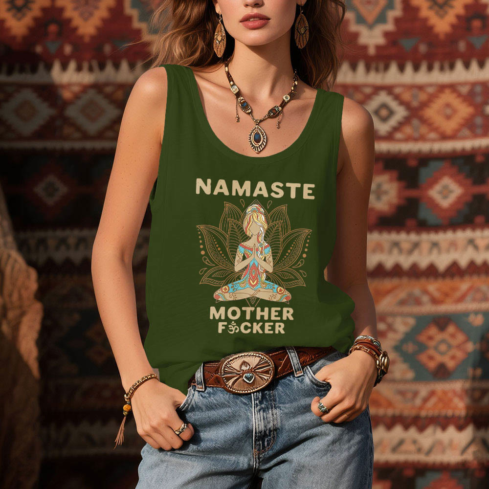 Olivenorma "NAMASTE MOTHER F*CKER" Lotus Meditation Tank Top Spiritual Shirt - image 12