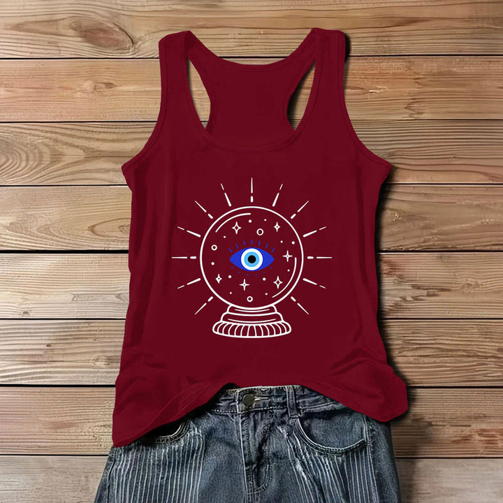 Olivenorma Magical Eye Crystal Ball Graphics Racerback Soft Tank Top - Red - 3XL - image 9