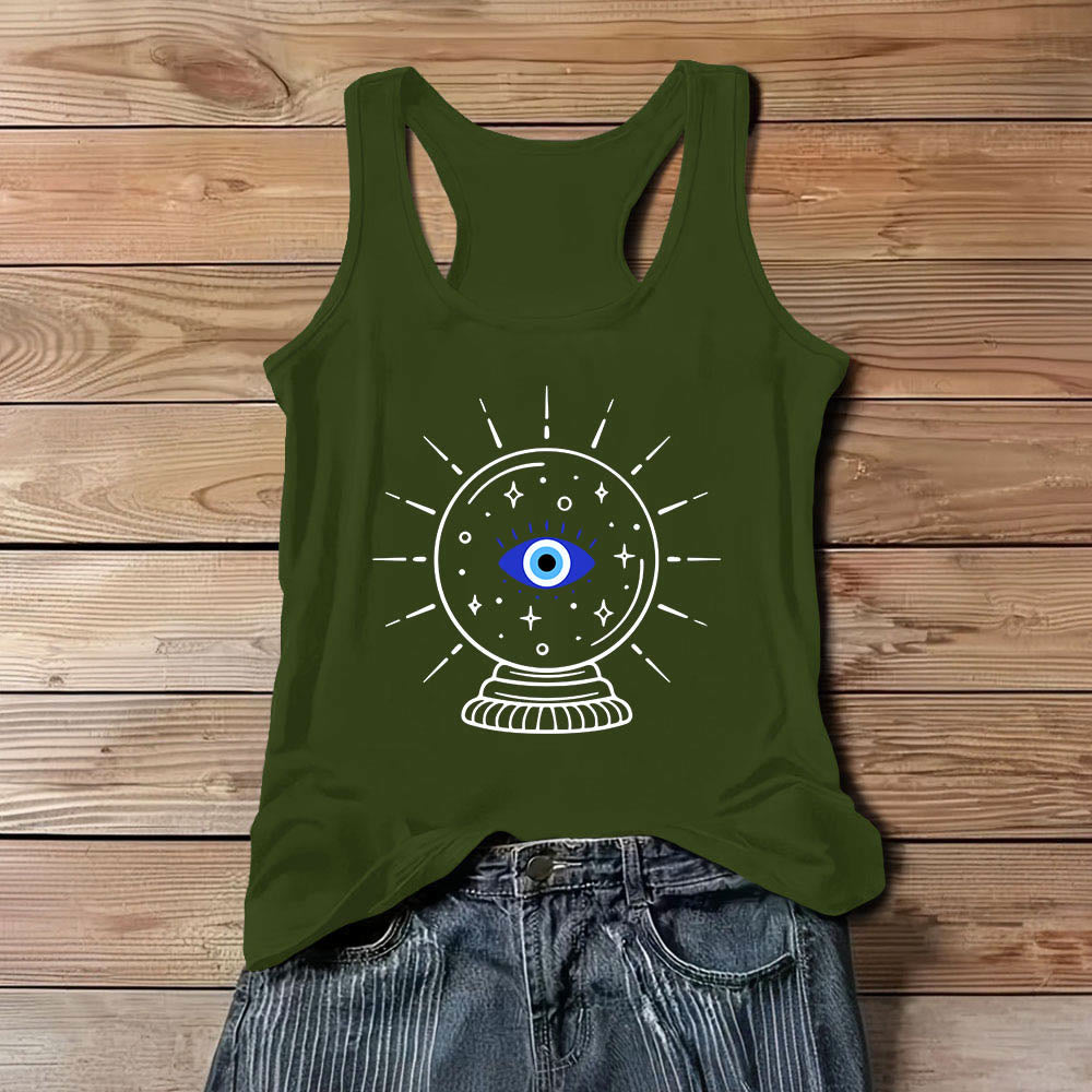 Olivenorma Magical Eye Crystal Ball Graphics Racerback Soft Tank Top - Green - 3XL - image 11