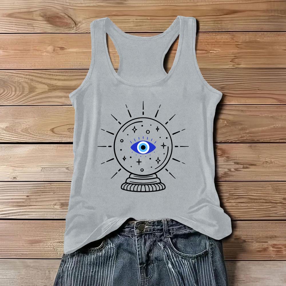Olivenorma Magical Eye Crystal Ball Graphics Racerback Soft Tank Top - Gray - 3XL - image 7