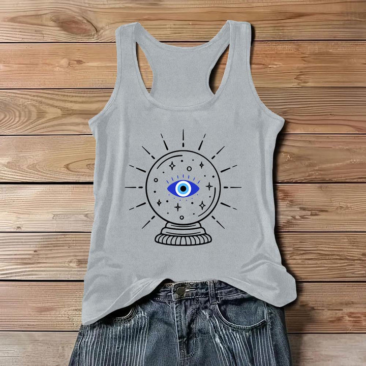 Olivenorma Magical Eye Crystal Ball Graphics Racerback Soft Tank Top - Gray - 3XL - image 7