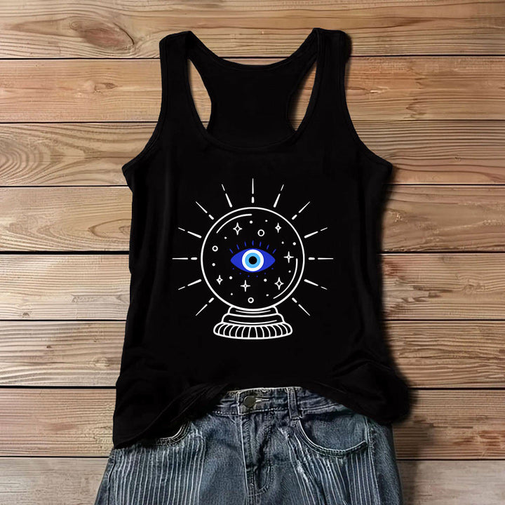 Olivenorma Magical Eye Crystal Ball Graphics Racerback Soft Tank Top - Black - 3XL - image 0