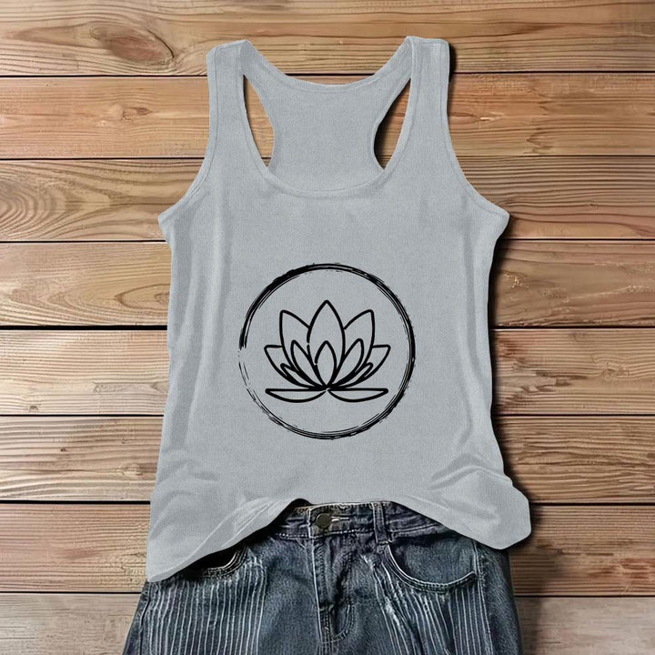 Olivenorma Lotus Flowers Peaceful Spiritual Tank Top - Gray - 3XL - image 9
