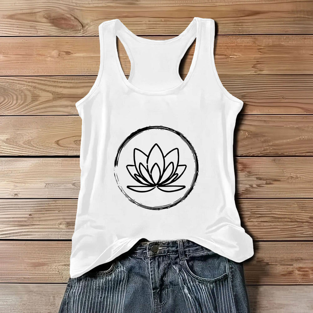Olivenorma Lotus Flowers Peaceful Spiritual Tank Top - White - 3XL - image 5