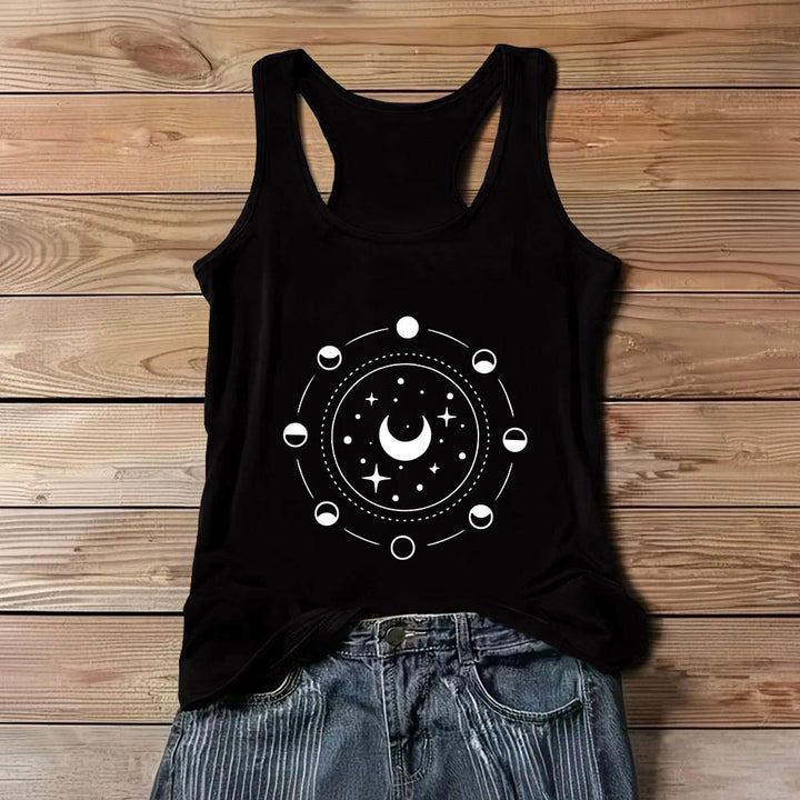 Olivenorma Celestial Moon Phases Woman Racerback Tank Top - Black - 3XL - image 0