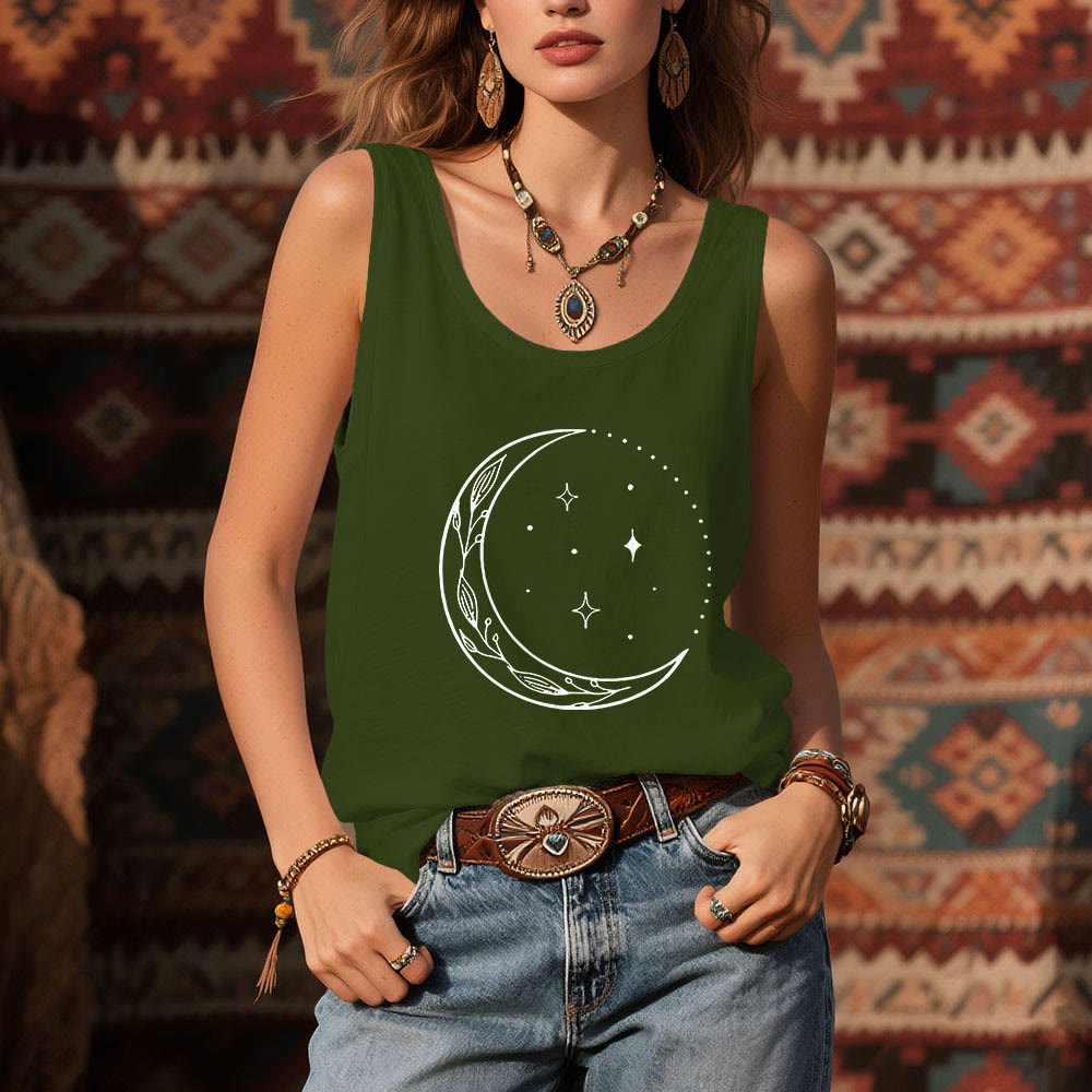 Olivenorma Crescent Moon Stars Celestial Ladies Shirt Yoga Tank Top - image 12