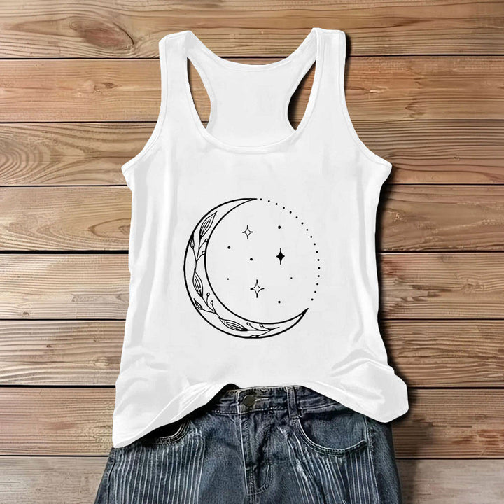 Olivenorma Crescent Moon Stars Celestial Ladies Shirt Yoga Tank Top - White - 3XL - image 5
