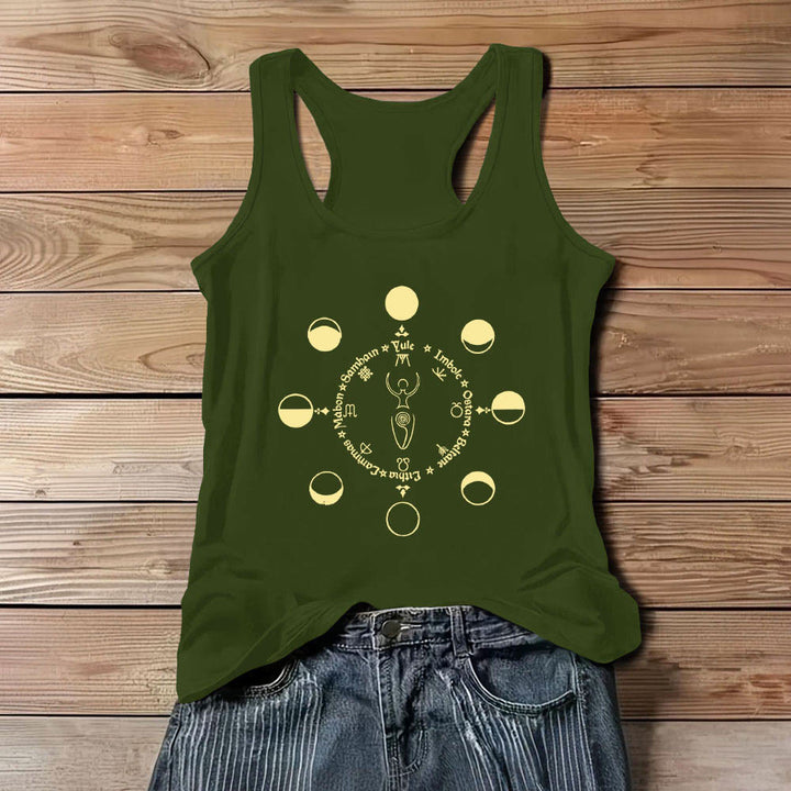 Olivenorma Wheel of the Year Lunar Phases Goddess Feminine Power Tank Top - Green - 3XL - image 10