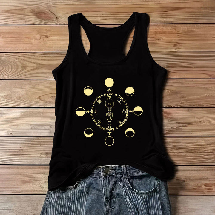 Olivenorma Wheel of the Year Lunar Phases Goddess Feminine Power Tank Top - Black - 3XL - image 0