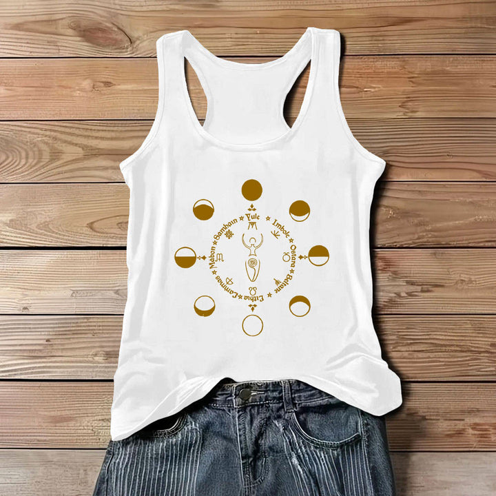 Olivenorma Wheel of the Year Lunar Phases Goddess Feminine Power Tank Top - White - 3XL - image 4
