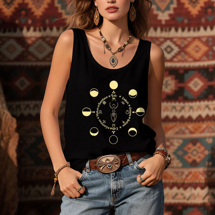 Olivenorma Wheel of the Year Lunar Phases Goddess Feminine Power Tank Top - image 1