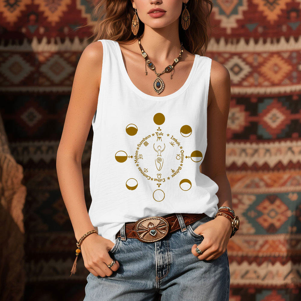 Olivenorma Wheel of the Year Lunar Phases Goddess Feminine Power Tank Top - image 5