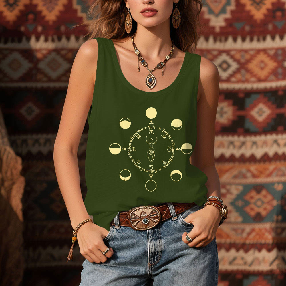 Olivenorma Wheel of the Year Lunar Phases Goddess Feminine Power Tank Top - image 11