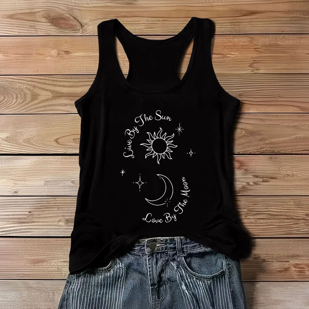 Olivenorma "Live By The Sun, Love By The Moon" Moon & Sun Comfort Tank Top - Black - 3XL - image 7