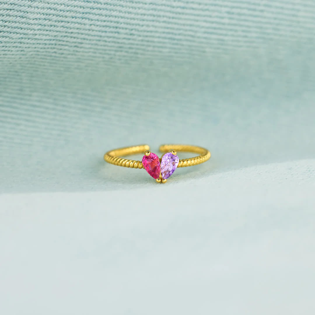 Olivenorma Partners In Love Heart Custom Birthstone Ring - image 5
