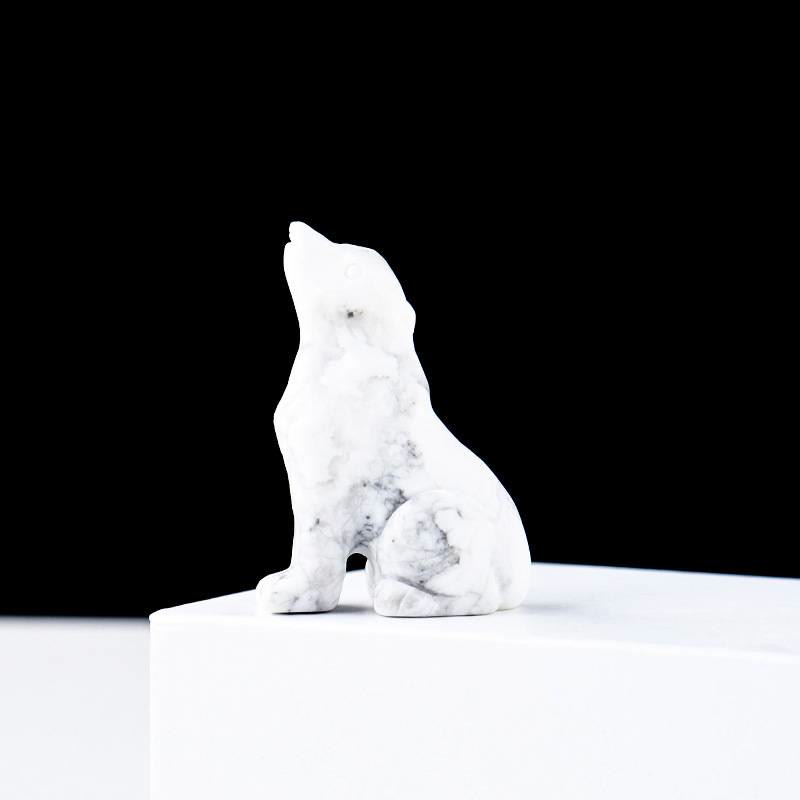 Olivenorma Natural Crystal Little Wolf Boy Gemstone Decoration - Howlite - image 25