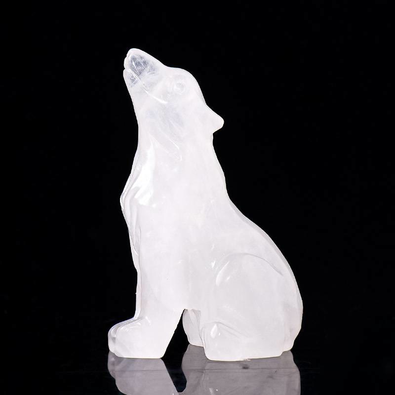 Olivenorma Natural Crystal Little Wolf Boy Gemstone Decoration - Clear Crystal - image 23