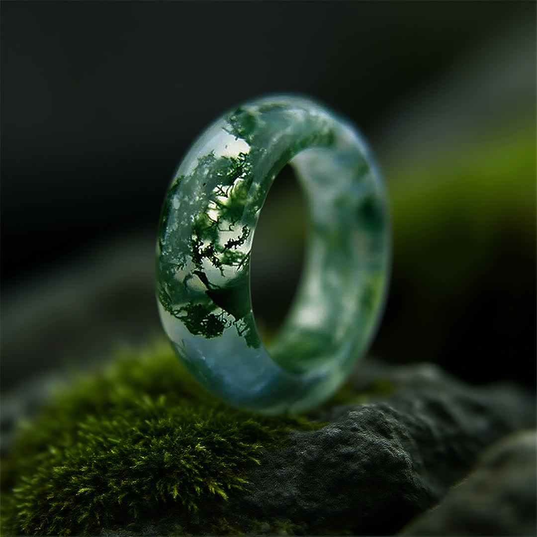 Olivenorma"Whispers of the Grove" Moss Agate Ring - image 3