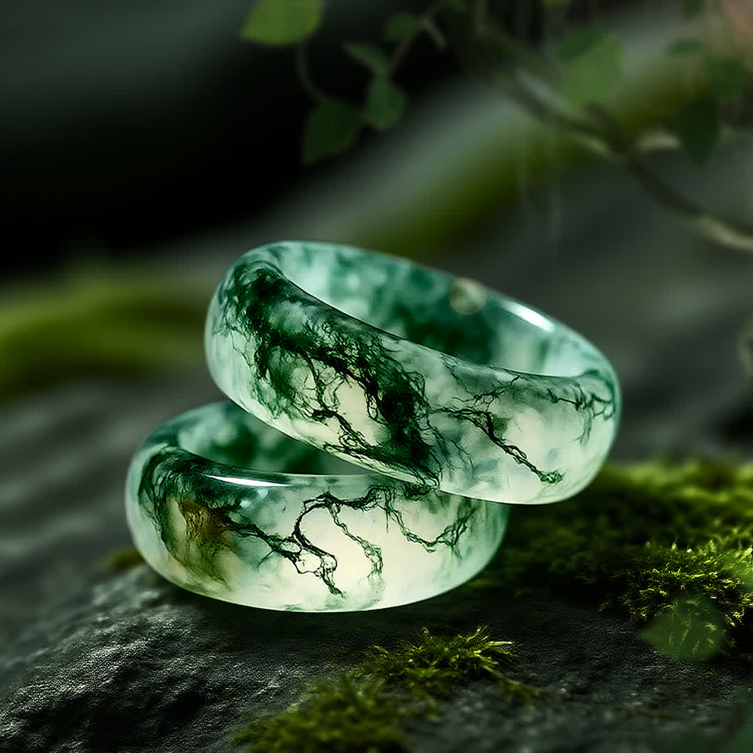 Olivenorma"Whispers of the Grove" Moss Agate Ring - US 11 - image 0
