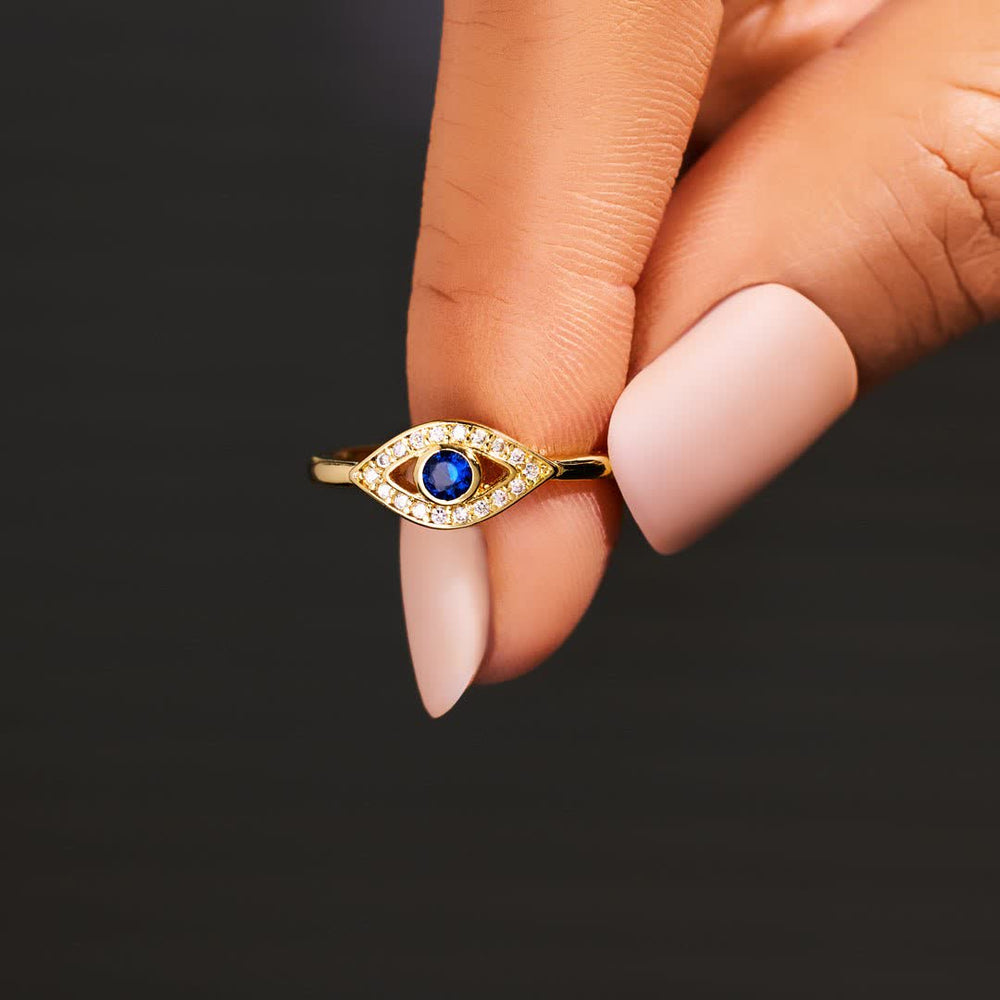 Olivenorma "Love & Protected" Golden Evil Eye Ring - image 1