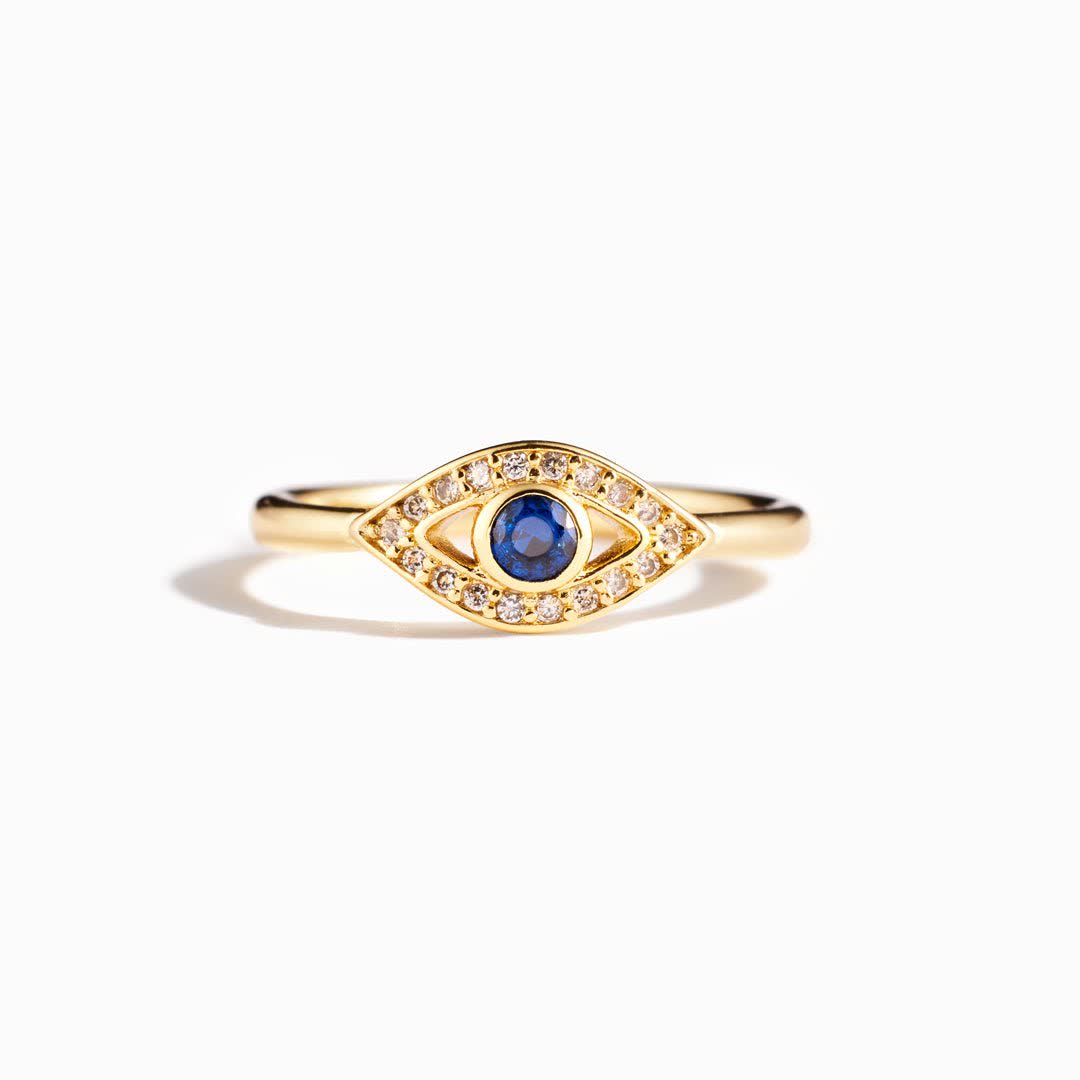 Olivenorma "Love & Protected" Golden Evil Eye Ring - image 9
