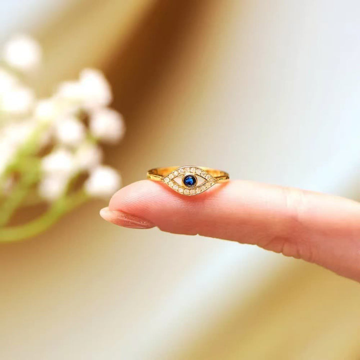 Olivenorma "Love & Protected" Golden Evil Eye Ring - image 6