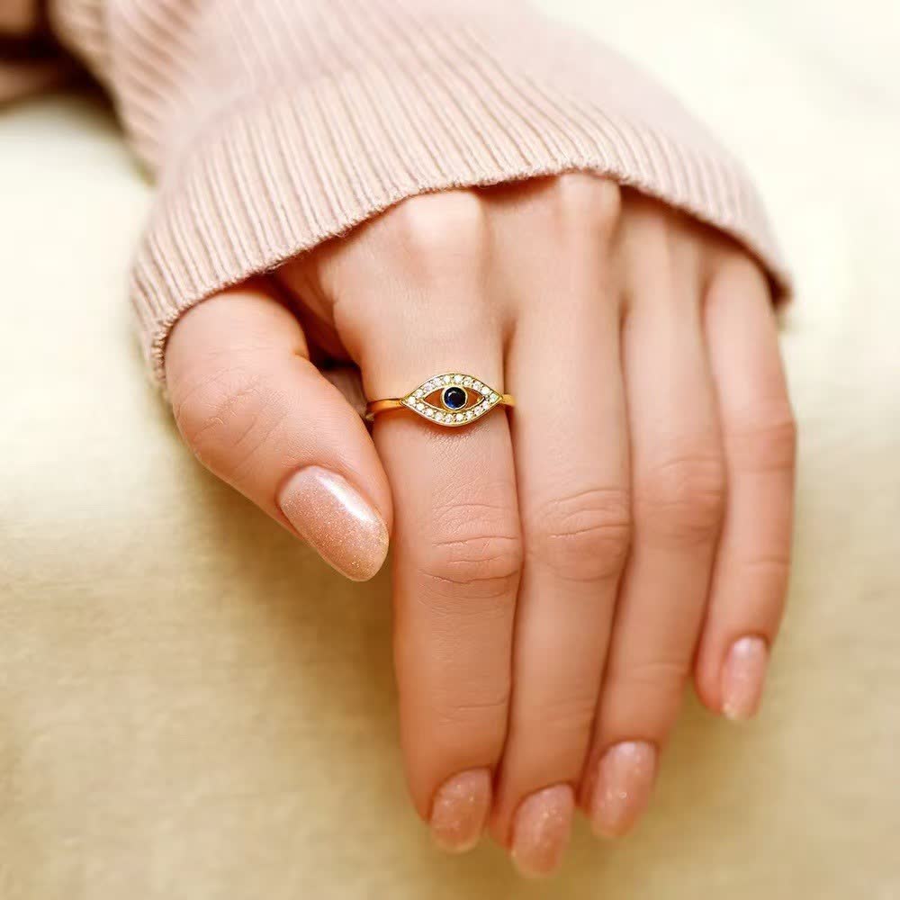 Olivenorma "Love & Protected" Golden Evil Eye Ring - image 4