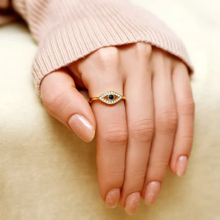 Olivenorma "Love & Protected" Golden Evil Eye Ring - image 4