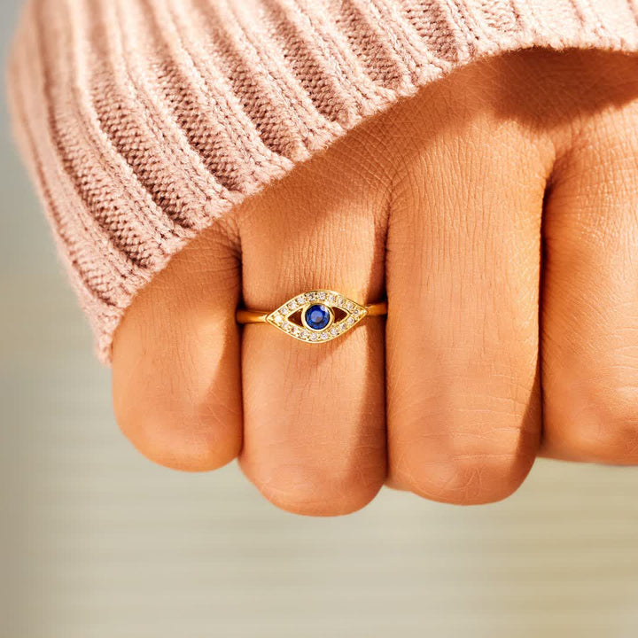 Olivenorma "Love & Protected" Golden Evil Eye Ring - image 3