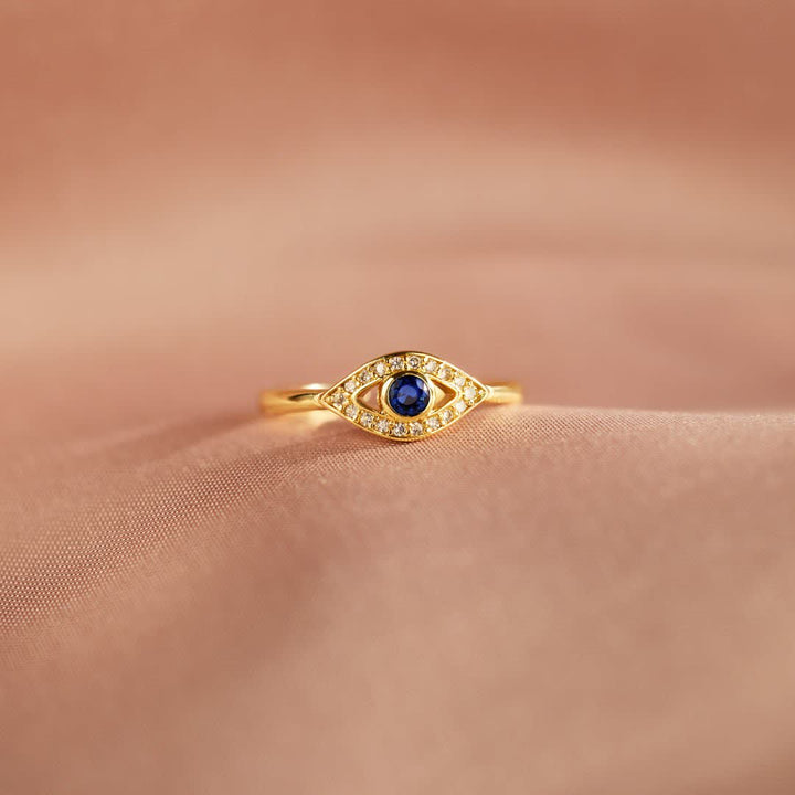 Olivenorma "Love & Protected" Golden Evil Eye Ring - image 8