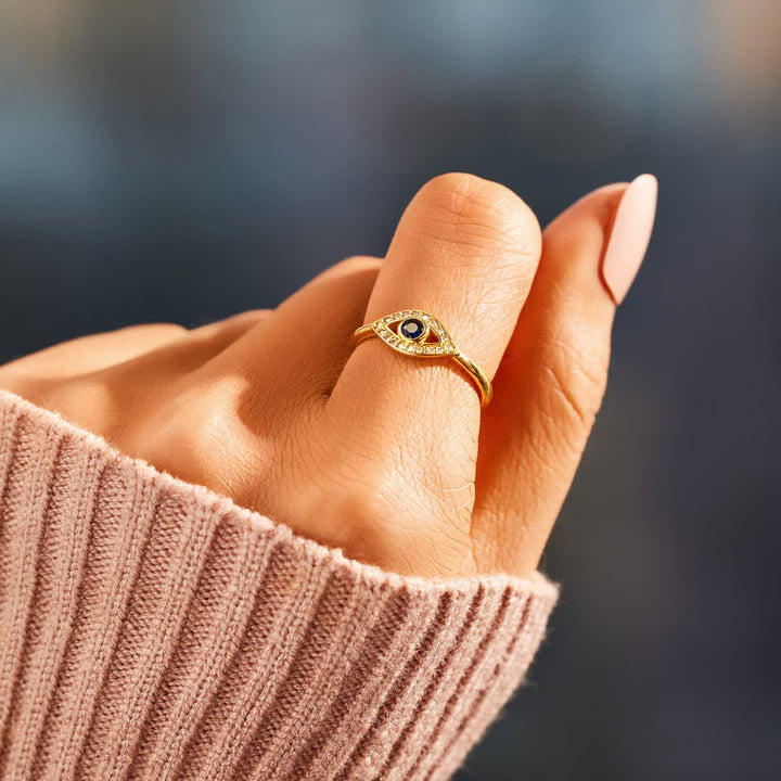 Olivenorma "Love & Protected" Golden Evil Eye Ring - image 2