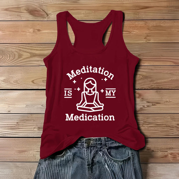 Olivenorma "MEDITATION IS MY MEDICATION" Yoga Tee Tank Top Shirt - Red - 3XL - image 8