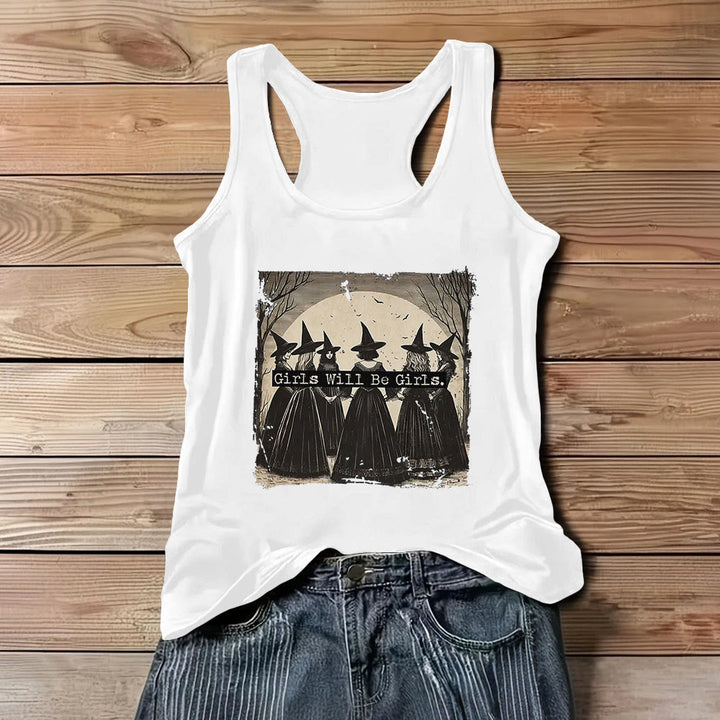 Olivenorma "GIRLS WILL HELP GIRLS" Girls' Power Witches Spiritual Sleeveless T-Shirt - White - 3XL - image 6