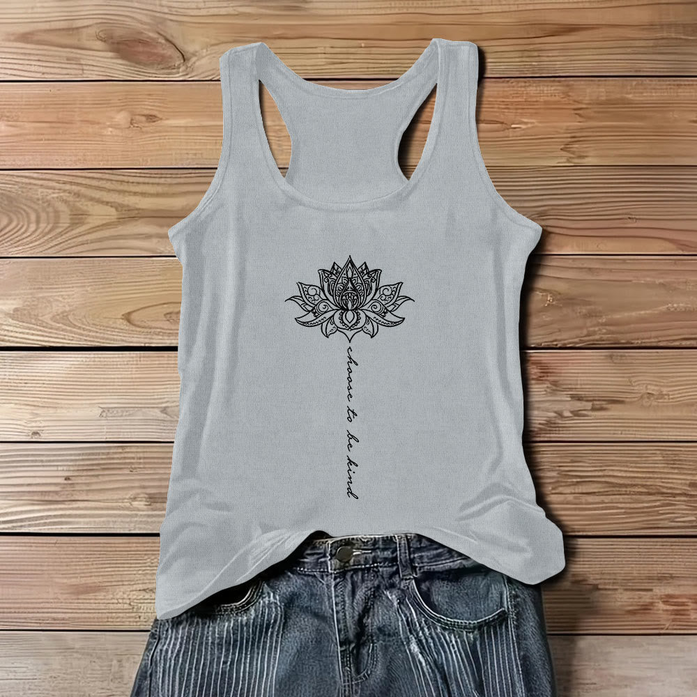 Olivenorma "Choose to Be Kind" Lotus Peaceful Spiritual Tee Sleeveless T-Shirt - Gray - 3XL - image 8