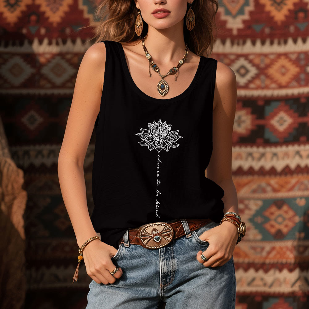 Olivenorma "Choose to Be Kind" Lotus Peaceful Spiritual Tee Sleeveless T-Shirt - image 5