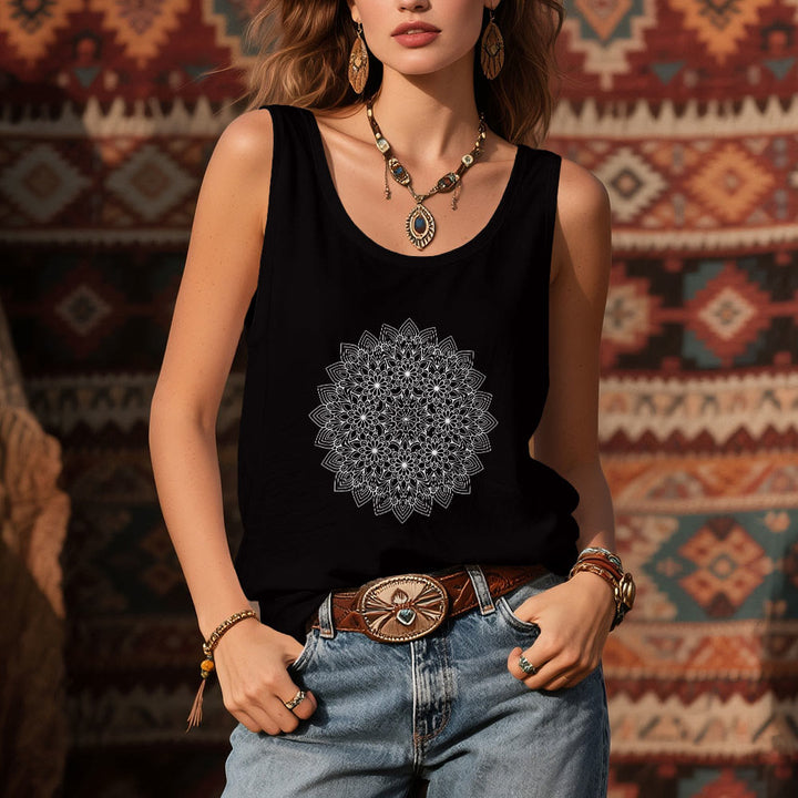 Olivenorma Mandala Floral Printed T-Shirts for Women Graphic Tank Top  - image 5