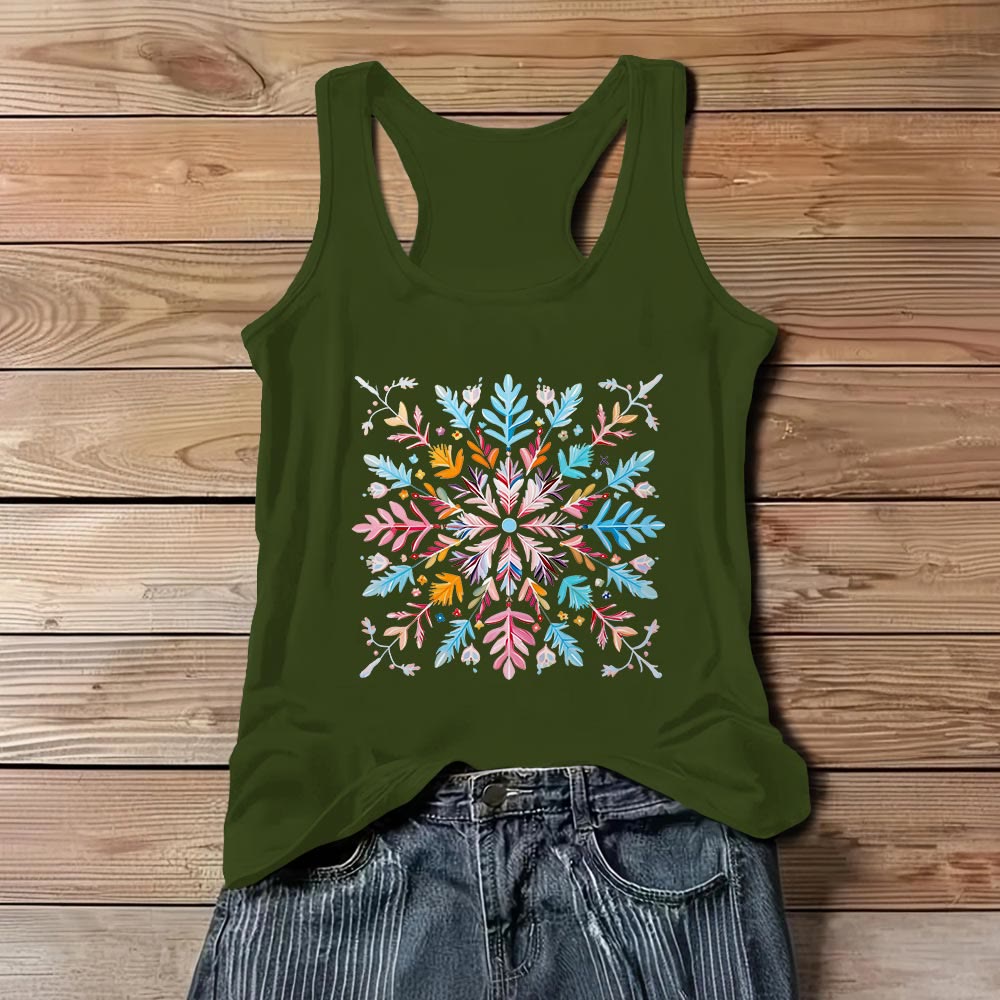 Olivenorma Colorful Mandala Flower Summer T-Shirts for Women Spiritual Tank - Green - 3XL - image 10