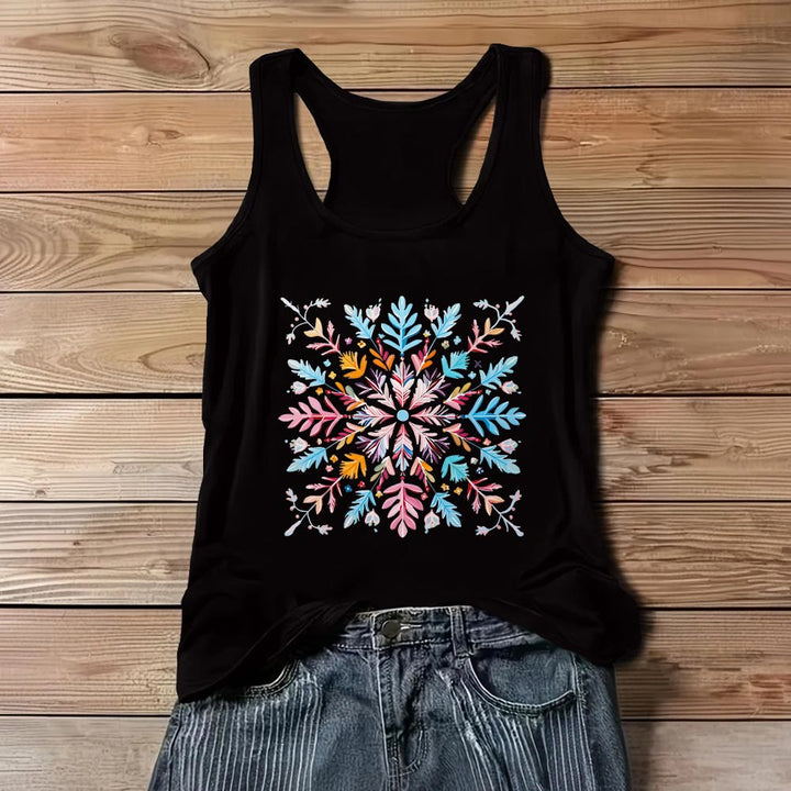 Olivenorma Colorful Mandala Flower Summer T-Shirts for Women Spiritual Tank - Black - 3XL - image 4