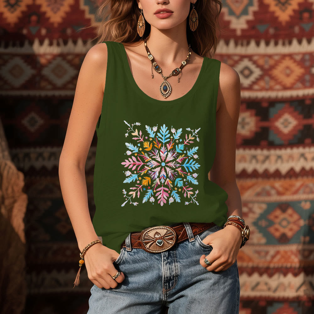 Olivenorma Colorful Mandala Flower Summer T-Shirts for Women Spiritual Tank - image 11
