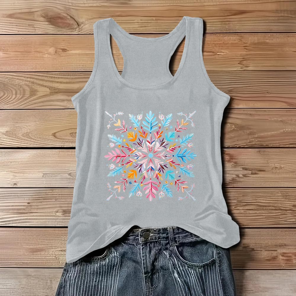 Olivenorma Colorful Mandala Flower Summer T-Shirts for Women Spiritual Tank - Gray - 3XL - image 6
