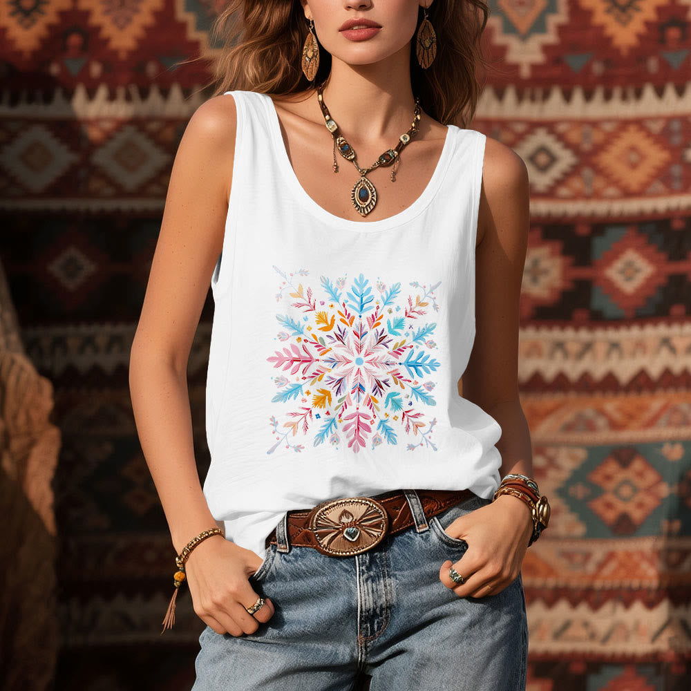 Olivenorma Colorful Mandala Flower Summer T-Shirts for Women Spiritual Tank - image 1
