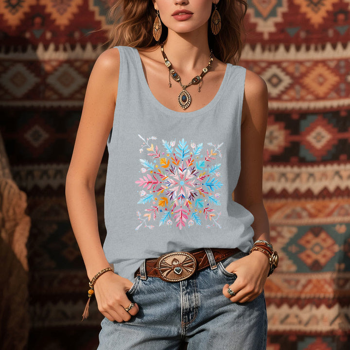 Olivenorma Colorful Mandala Flower Summer T-Shirts for Women Spiritual Tank - image 7